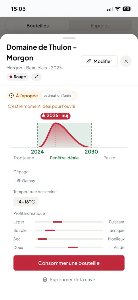 Détail d'un vin — Vinapp mobile